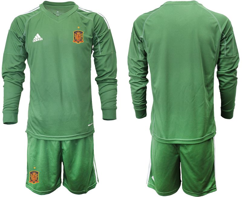 Men 2021 World Cup National Spain army green long sleeve goalkeeper Soccer Jerseys->->Soccer Country Jersey